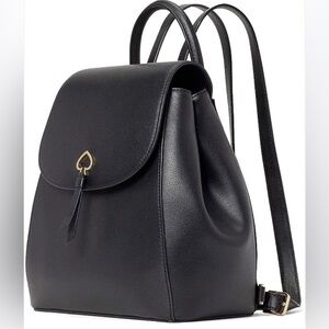 Kate Spade Black Adel Medium Flap Leather Backpack Like New!